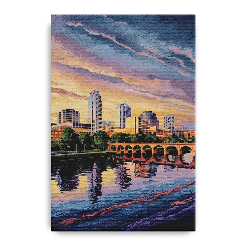 Austin Riverside Reflections Front - Canvas Wall Art
