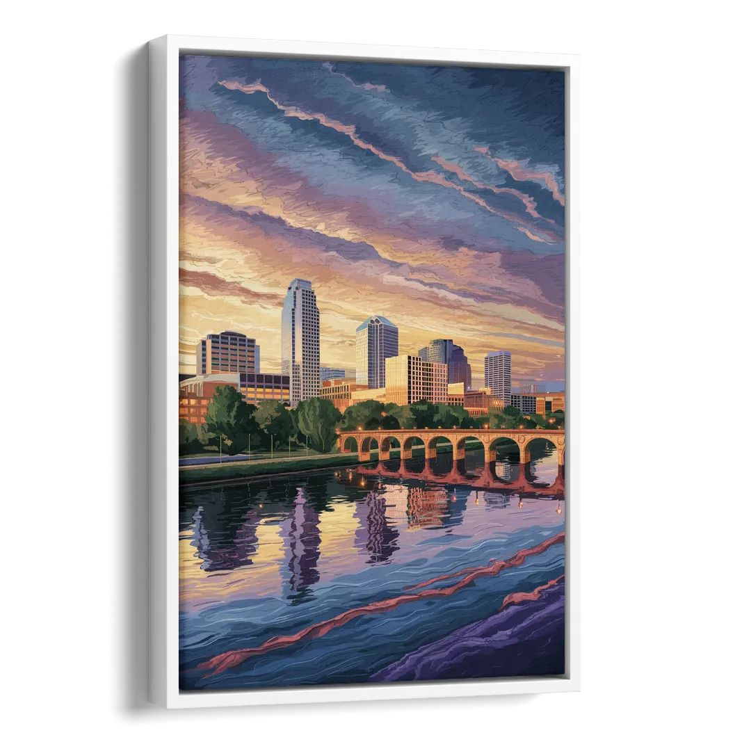 Austin Riverside Reflections Side - White Canvas Wall Art