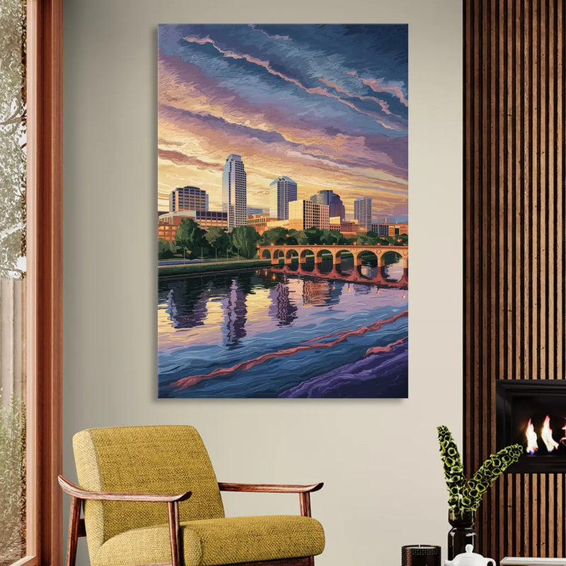 Austin Riverside Reflections Living Room - Canvas Wall Art