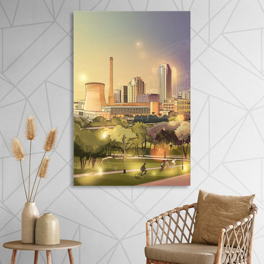 Austin Seaholm District Living Room - Canvas Wall Art
