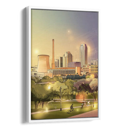 Austin Seaholm District Side - White Canvas Wall Art