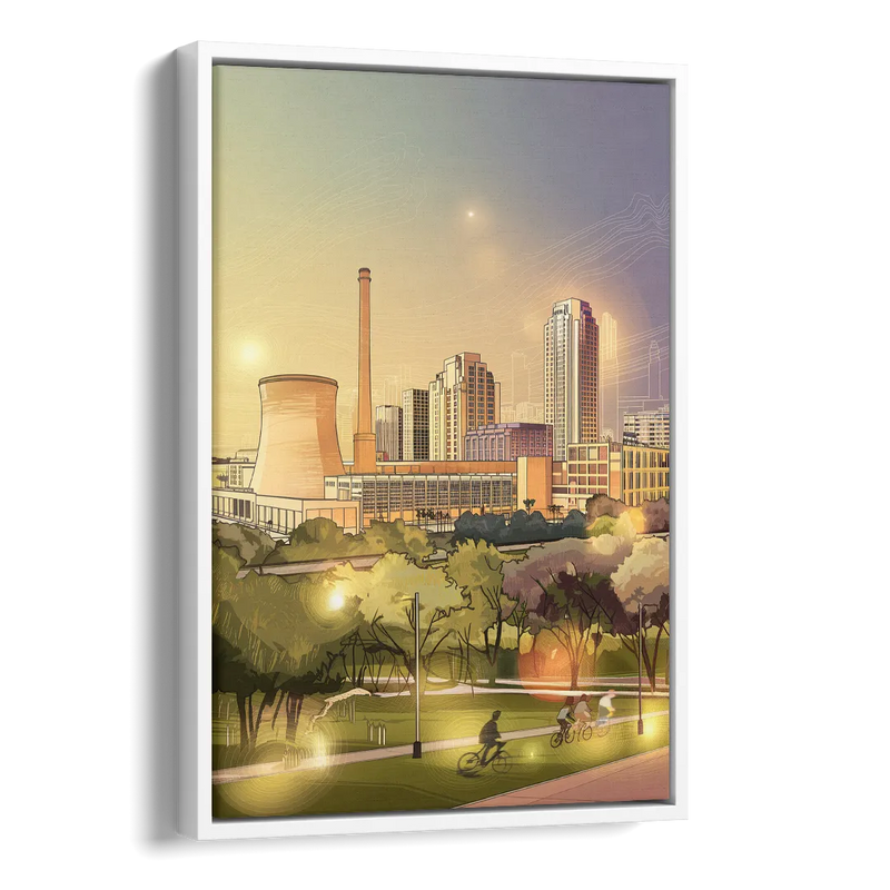 Austin Seaholm District Side - White Canvas Wall Art