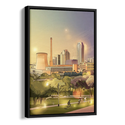 Austin Seaholm District Side - Black Canvas Wall Art
