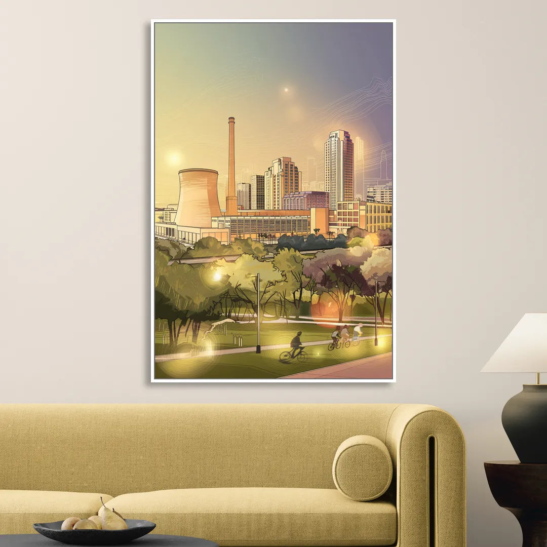 Austin Seaholm District Sitting Room - White Canvas Wall Art