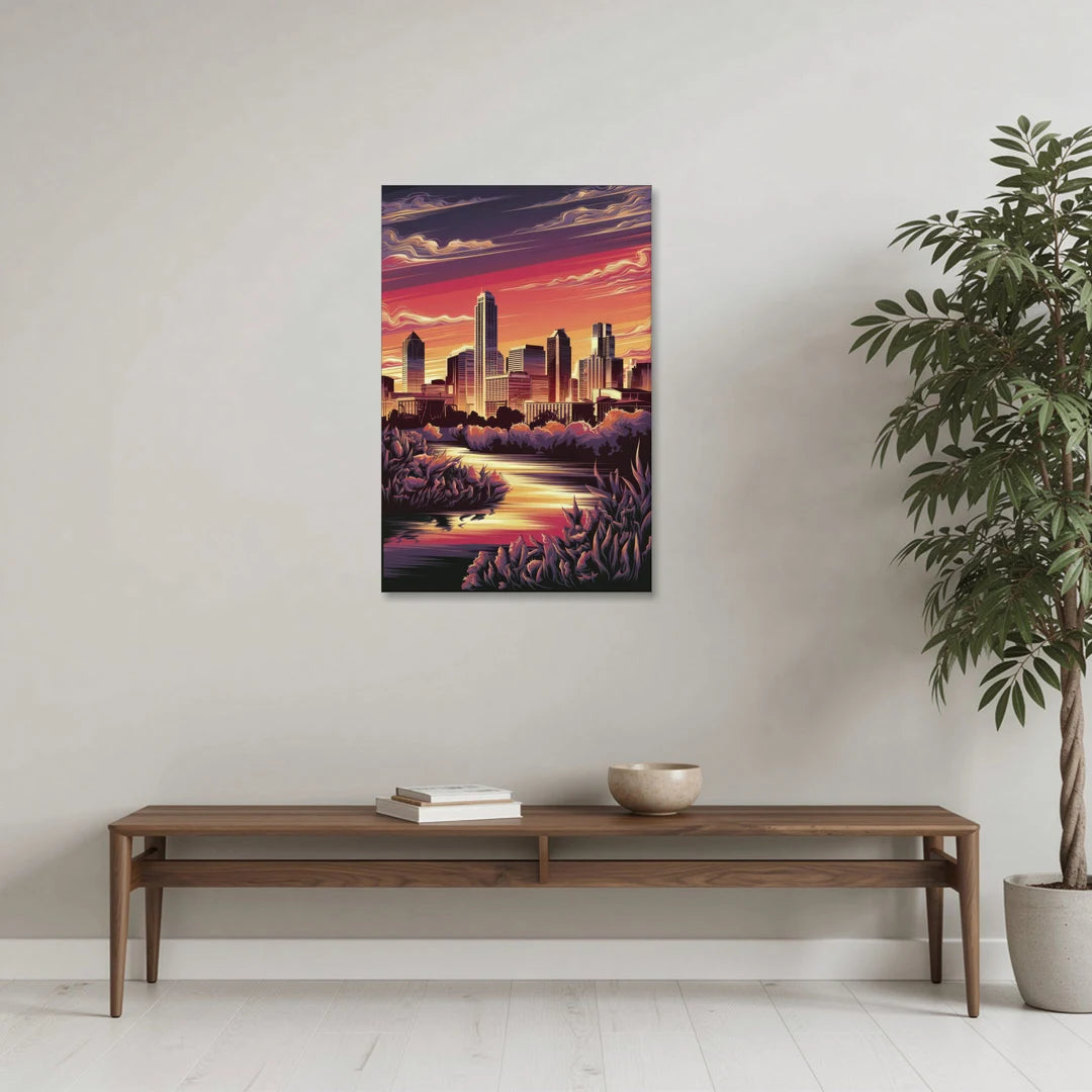 Austin Skyline Sunset - Canvas Wall Art - Coffee Table - 24x36