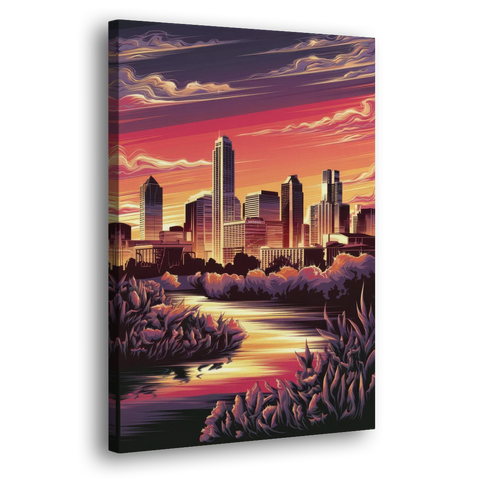 Austin Skyline Sunset - Canvas Wall Art - Side