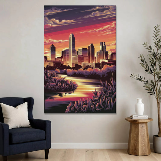 Austin Skyline Sunset - Canvas Wall Art - Sofa - 40x60