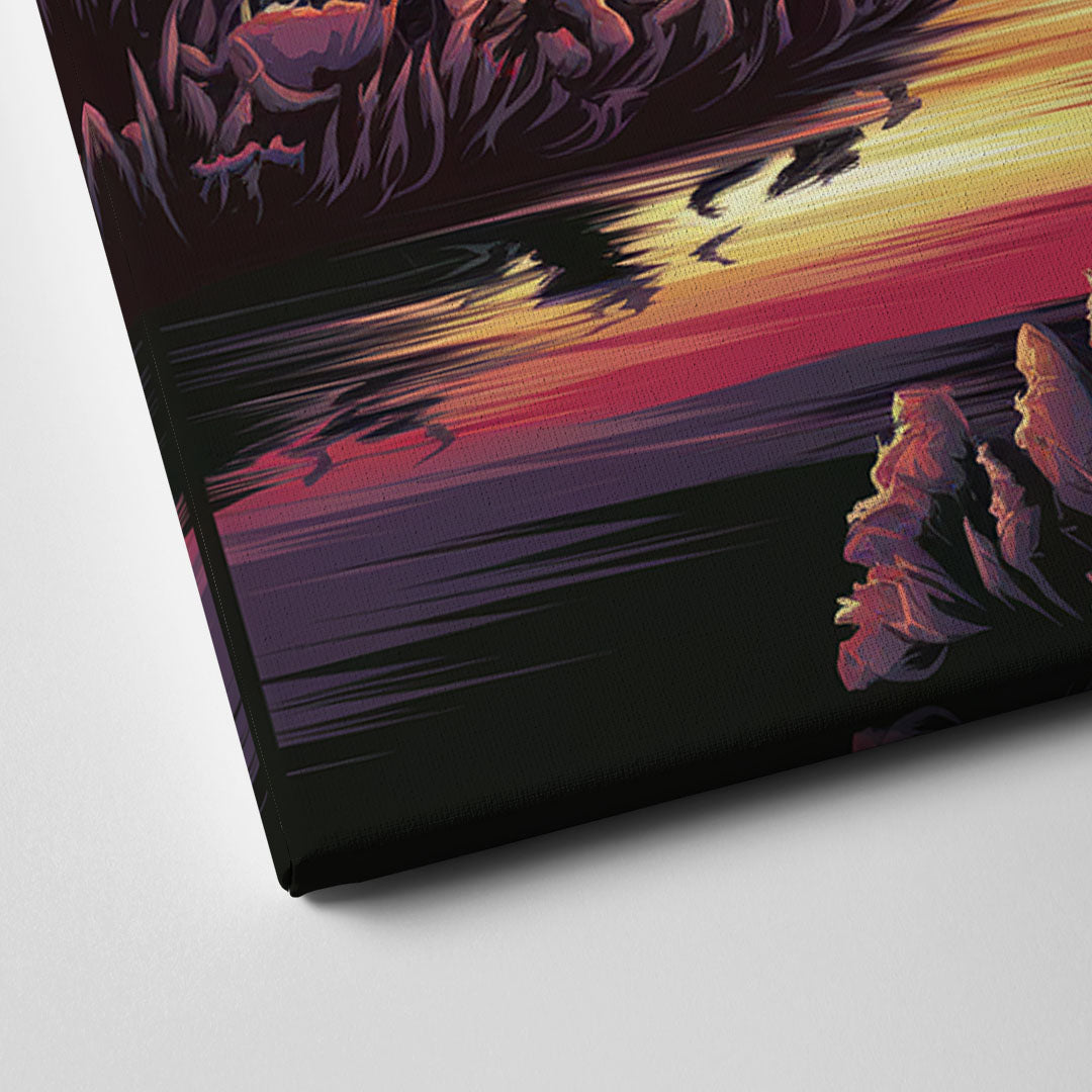 Austin Skyline Sunset Canvas Close Up