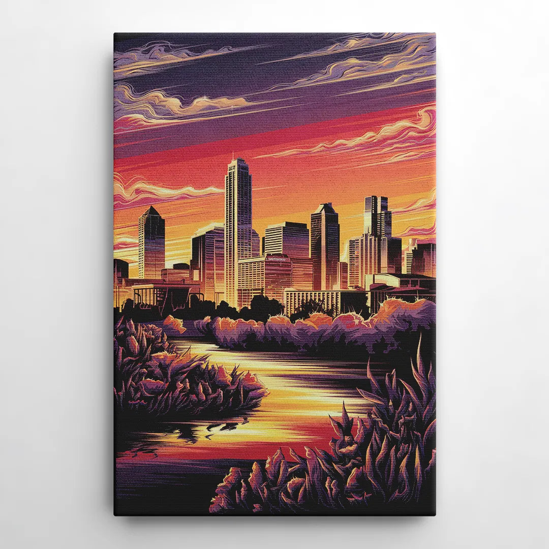 Austin Skyline Sunset - Canvas Wall Art
