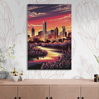 Austin Skyline Sunset Sitting Room - Canvas Wall Art