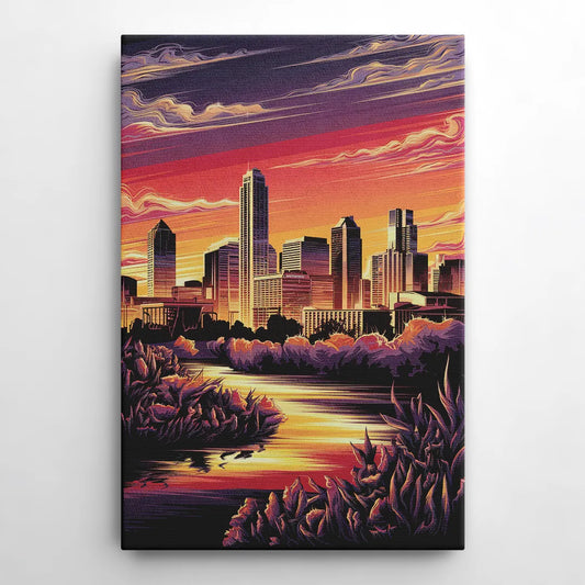 Austin Skyline Sunset - Canvas Wall Art