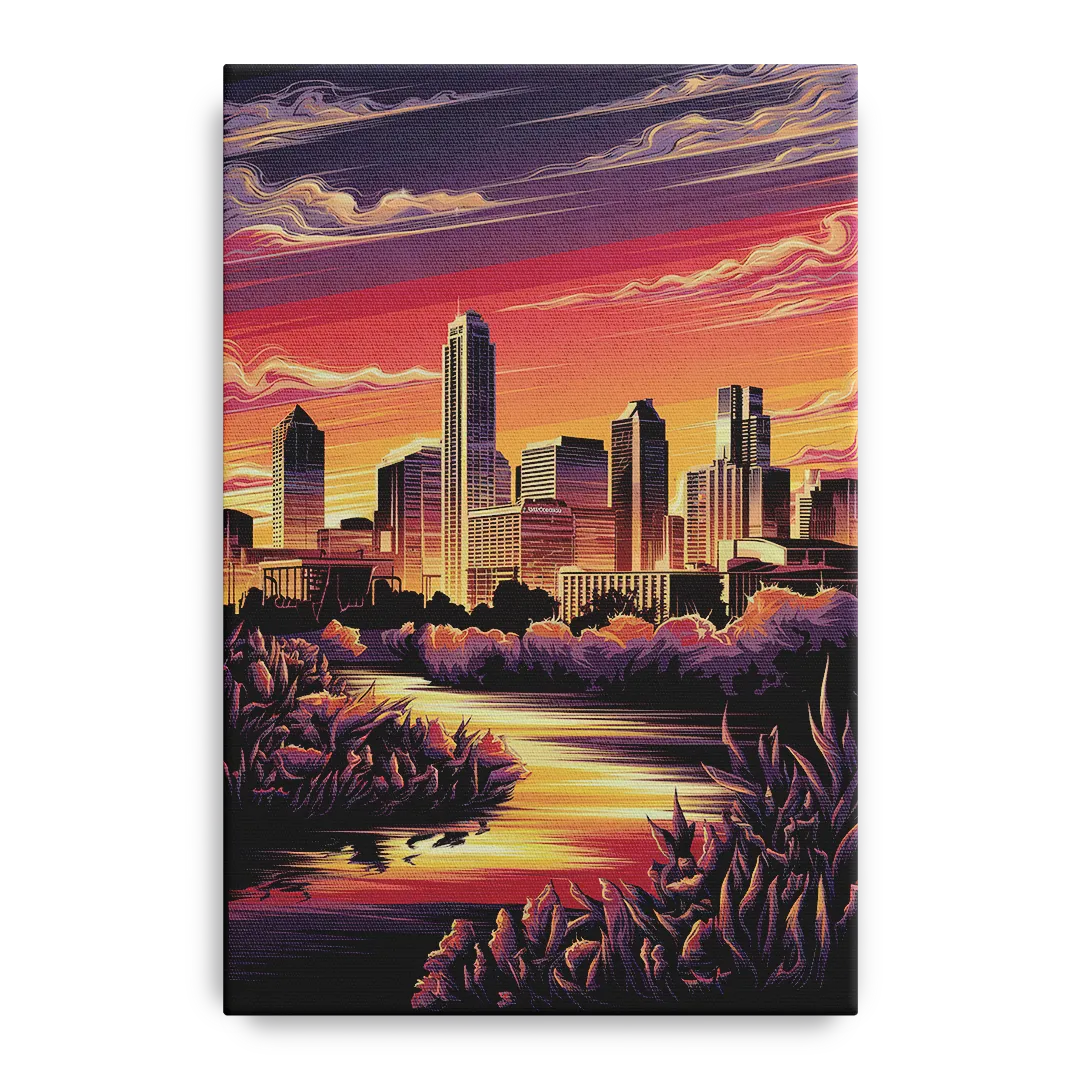 Austin Skyline Sunset Front - Canvas Wall Art