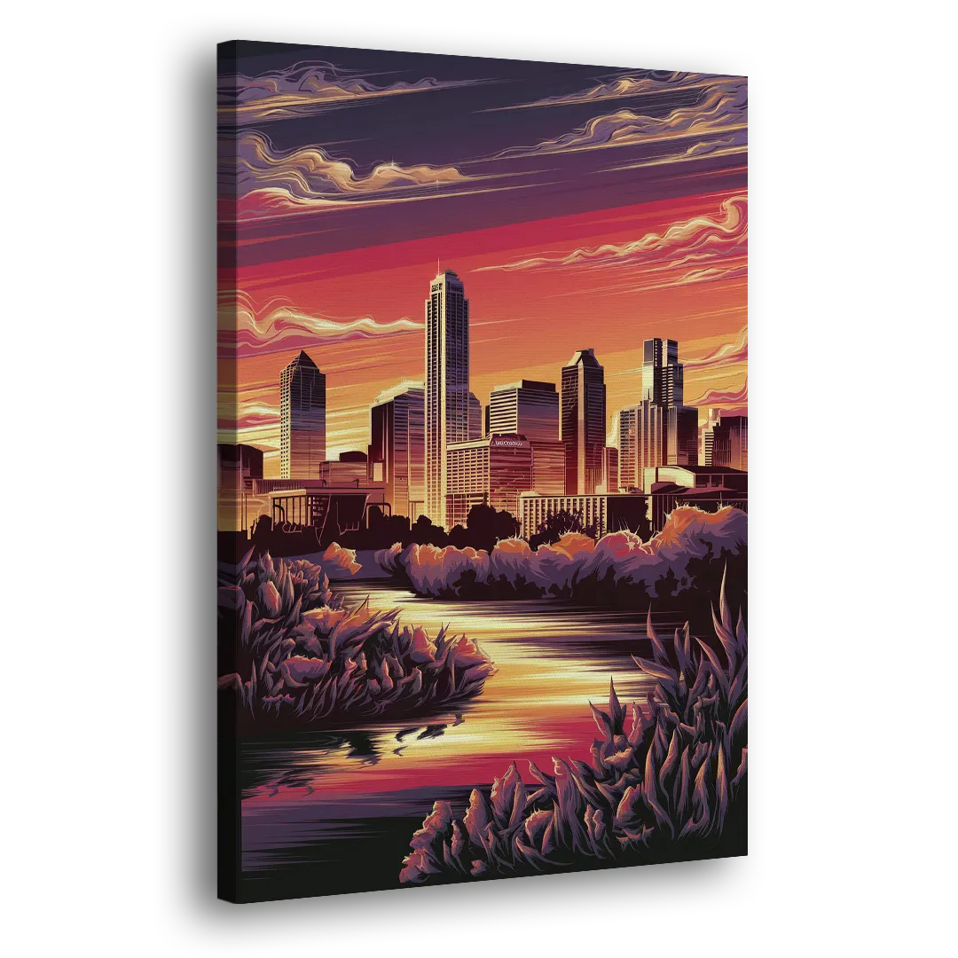 Austin Skyline Sunset Side - Canvas Wall Art