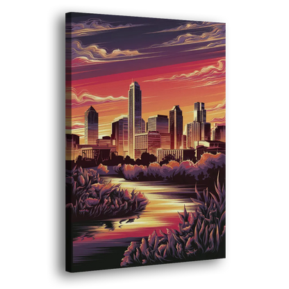 Austin Skyline Sunset Side - Canvas Wall Art