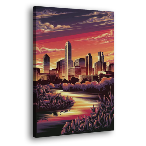 Austin Skyline Sunset - Canvas Wall Art