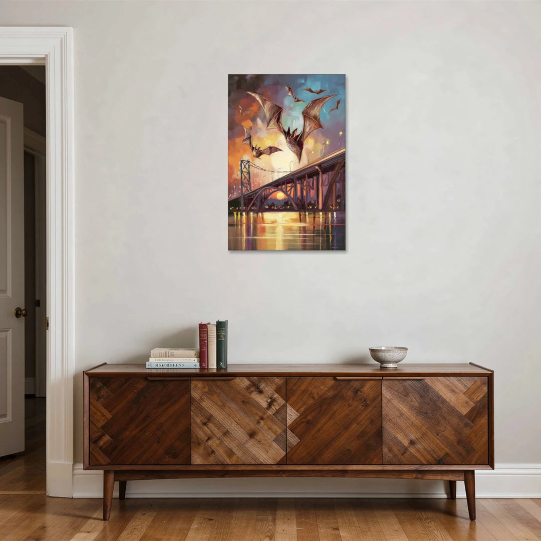 Austin Soaring Bats Scene - Canvas Wall Art - Coffee Table - 24x36