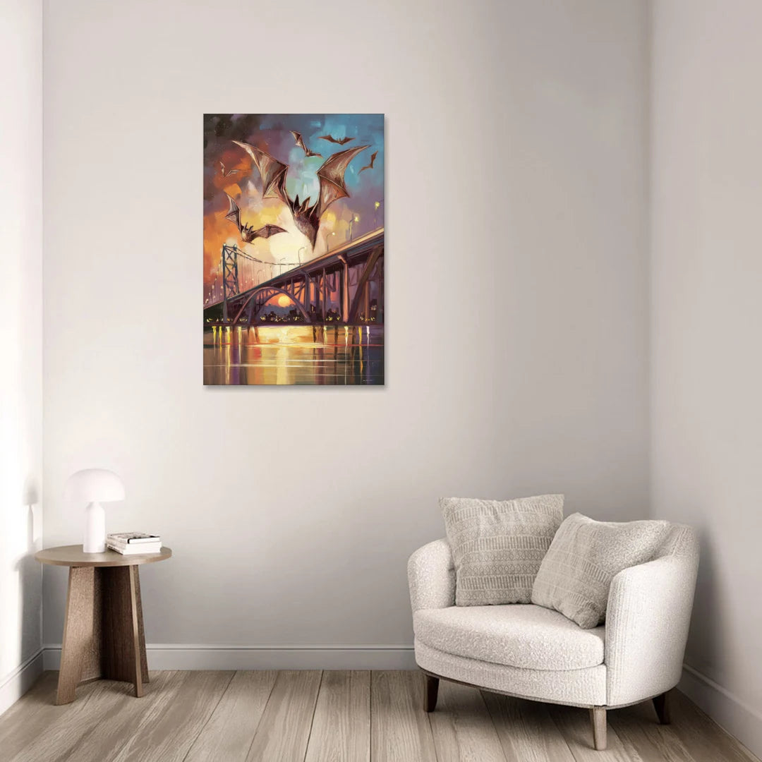 Austin Soaring Bats Scene - Canvas Wall Art - Sofa - 24x36