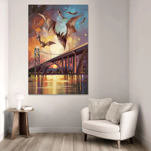 Austin Soaring Bats Scene - Canvas Wall Art - Sofa - 40x60