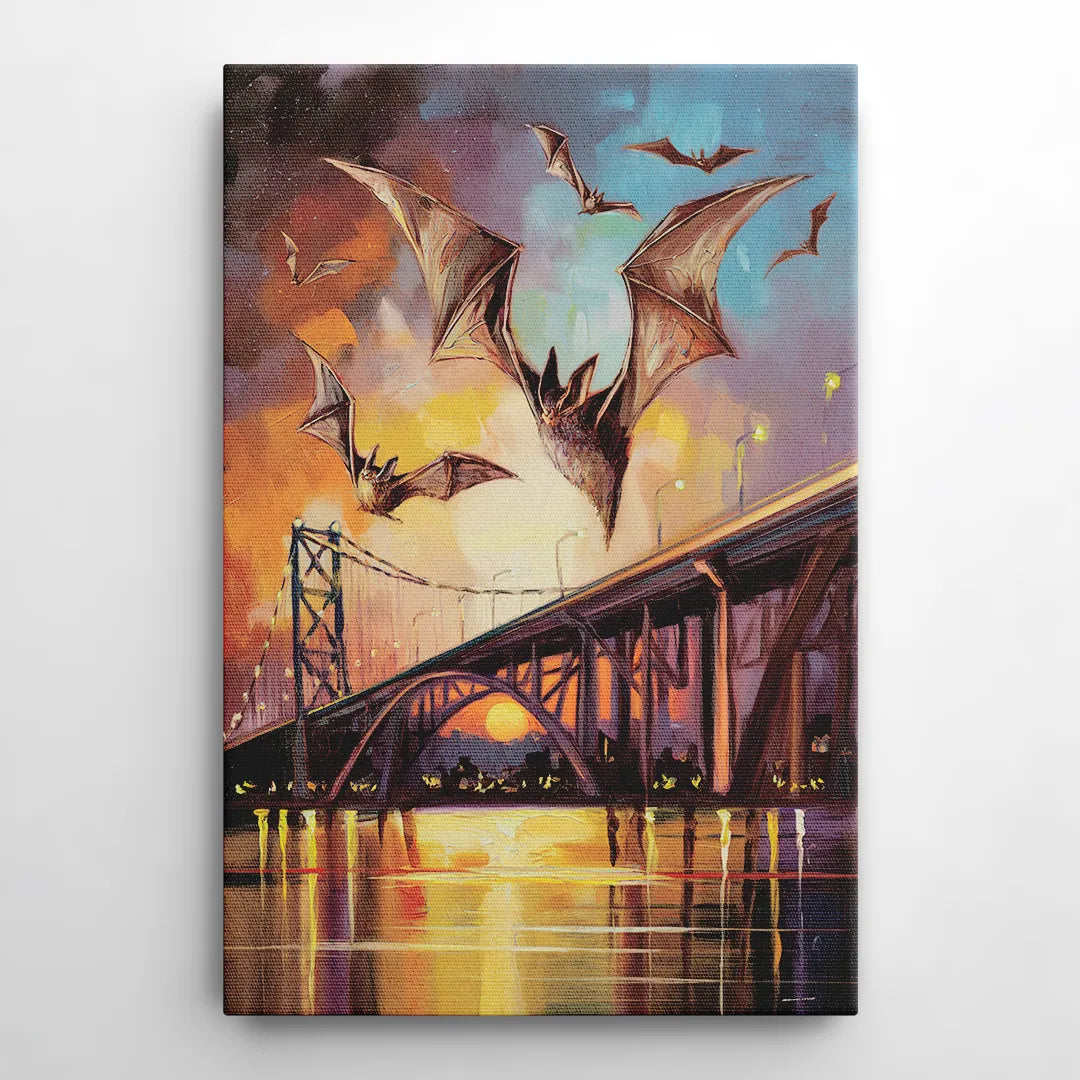 Austin Soaring Bats Scene - Canvas Wall Art
