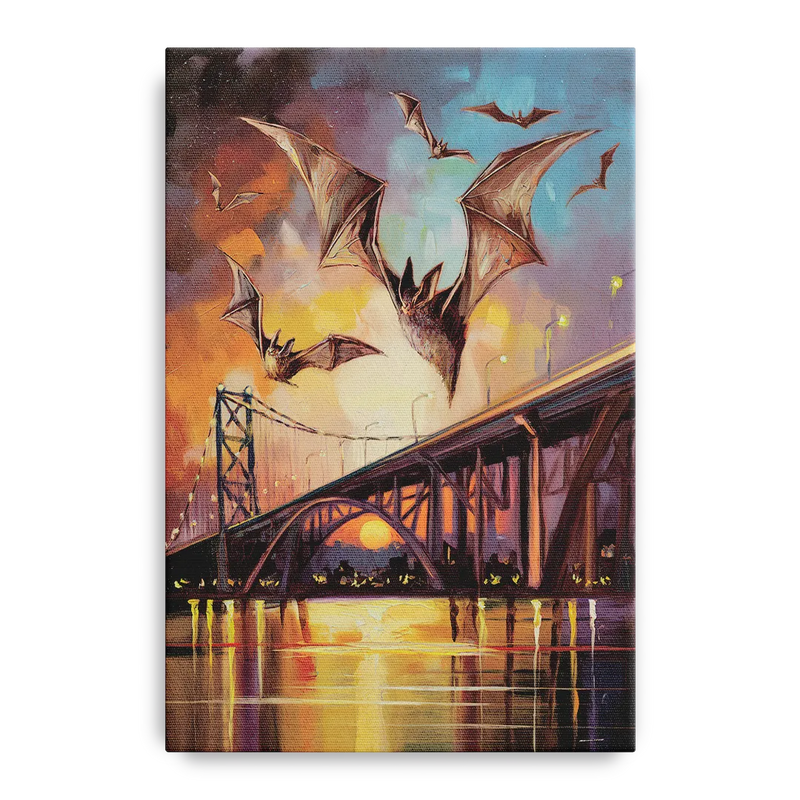 Austin Soaring Bats Scene Front - Canvas Wall Art