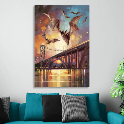 Austin Soaring Bats Scene Sitting Room - Canvas Wall Art