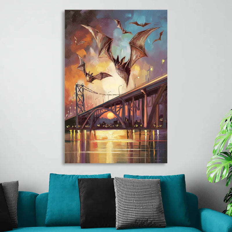 Austin Soaring Bats Scene Sitting Room - Canvas Wall Art