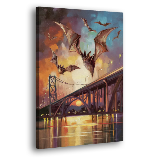 Austin Soaring Bats Scene Side - Canvas Wall Art