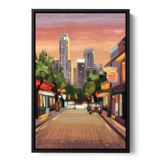 Austin South Congress Aesthetic - Black Framed Canvas Wall Art - Front