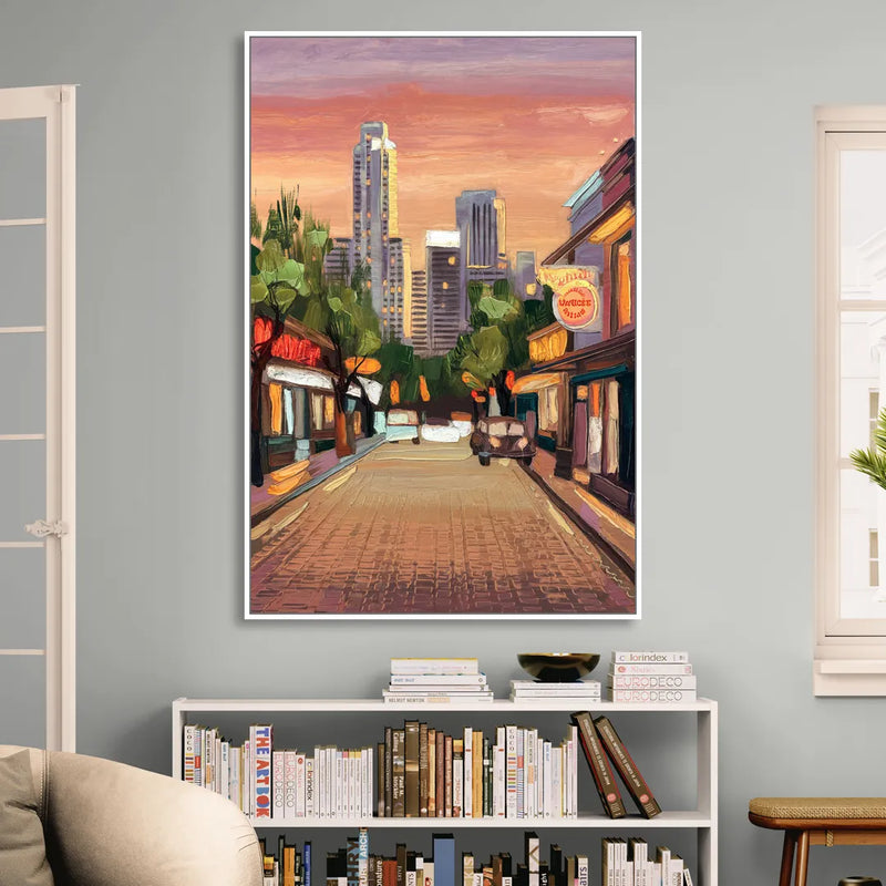 Austin South Congress Aesthetic Living Room - White Canvas Wall Art
