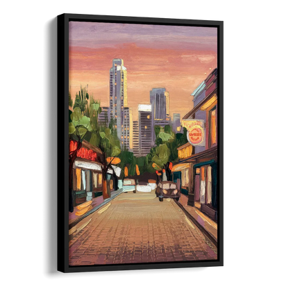 Austin South Congress Aesthetic Side - Black Canvas Wall Art