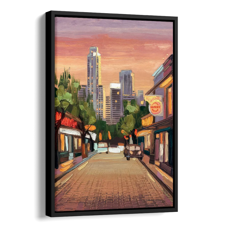 Austin South Congress Aesthetic Side - Black Canvas Wall Art