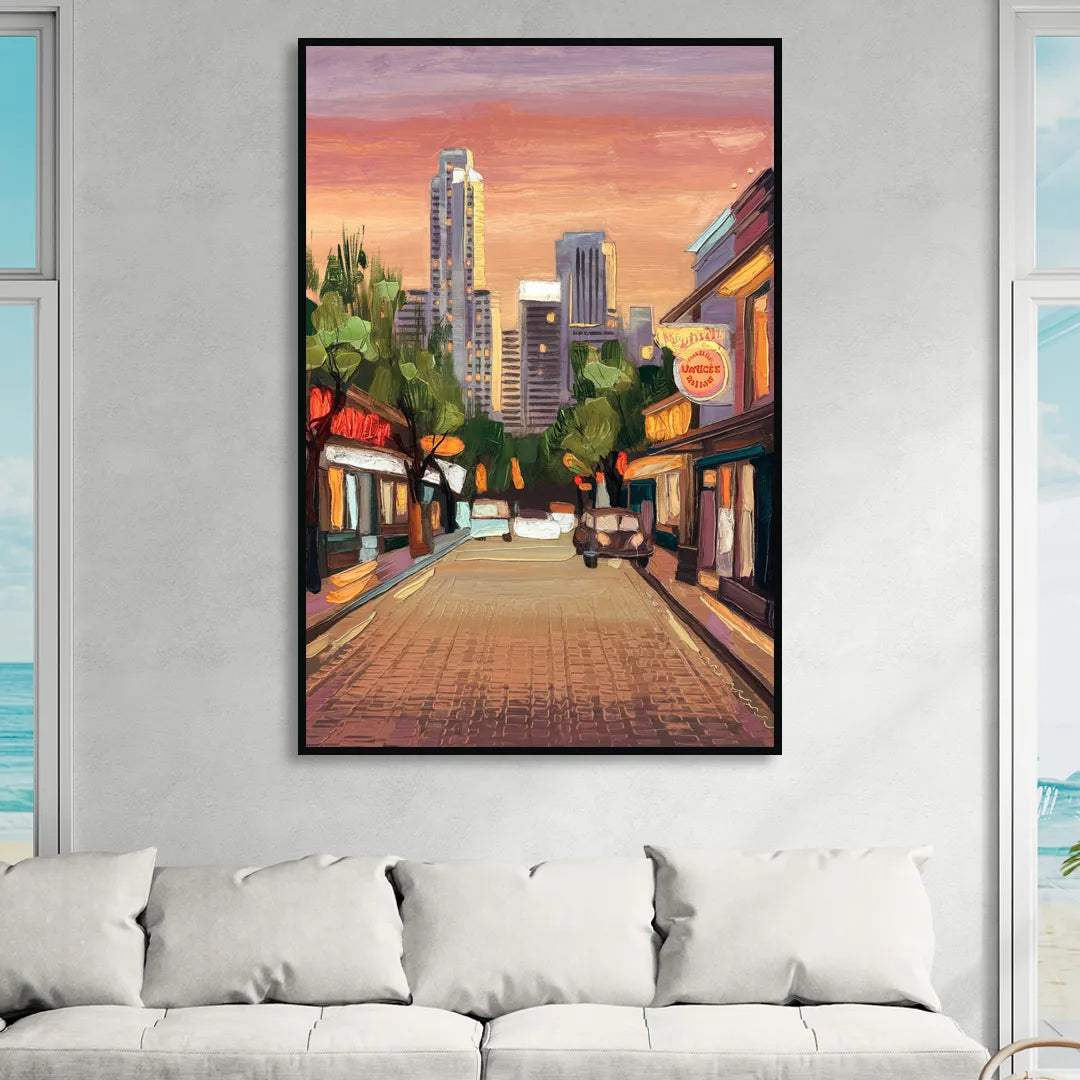 Austin South Congress Aesthetic Sitting Room - Black Canvas Wall Art