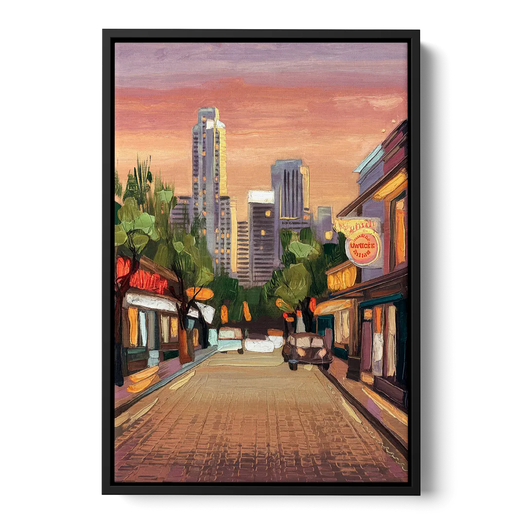 Austin South Congress Aesthetic Front - Black Canvas Wall Art