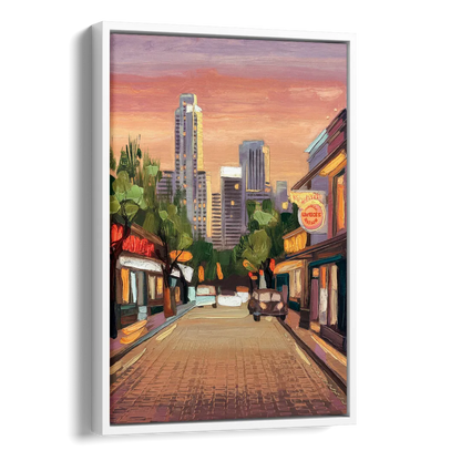 Austin South Congress Aesthetic Side - White Canvas Wall Art