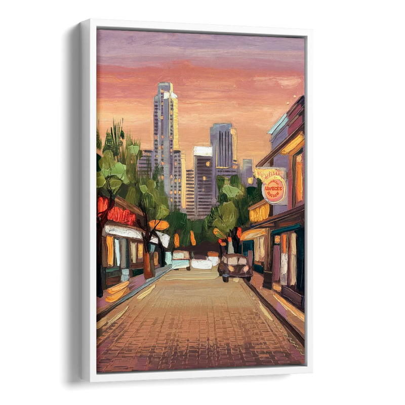 Austin South Congress Aesthetic Side - White Canvas Wall Art
