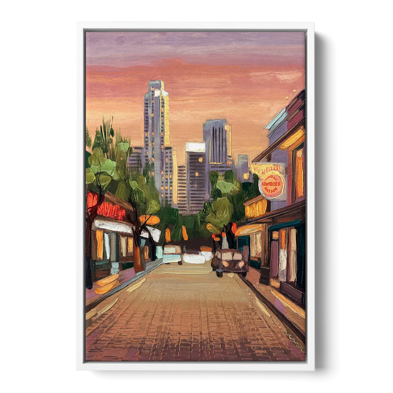 Austin South Congress Aesthetic Front - White Canvas Wall Art