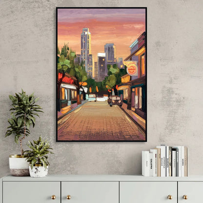 Austin South Congress Aesthetic Living Room - Black Canvas Wall Art