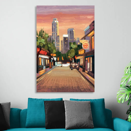 Austin South Congress Aesthetic Living Room - Canvas Wall Art
