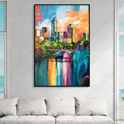 Austin Street Art Culture Living Room - Black Canvas Wall Art