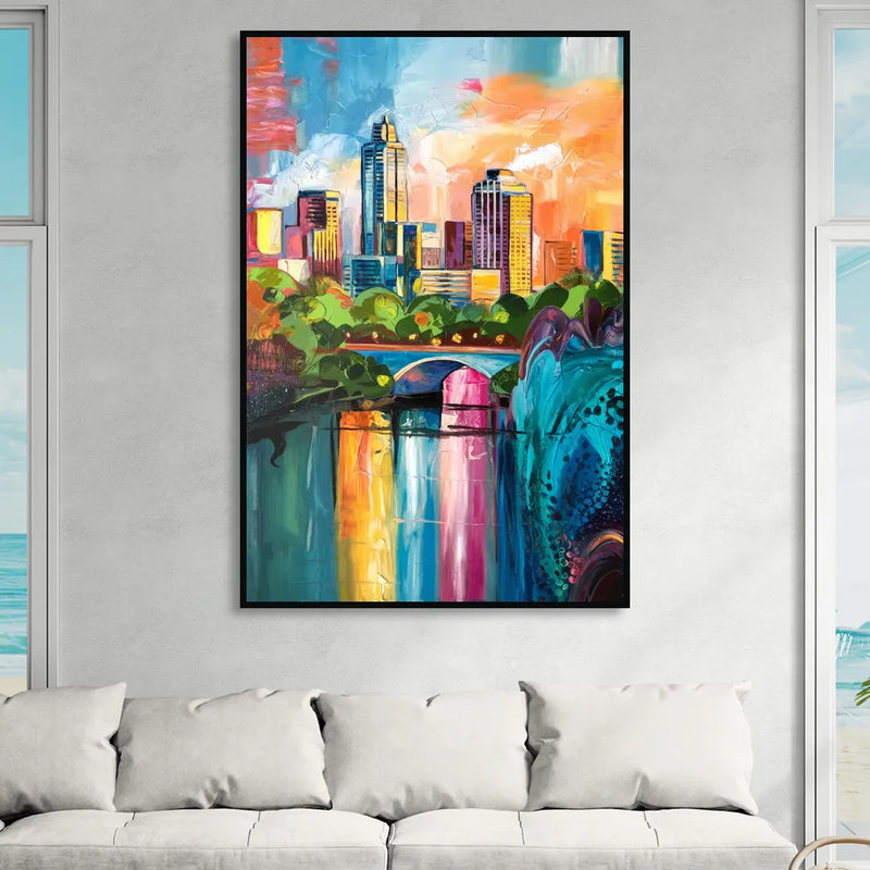 Austin Street Art Culture Living Room - Black Canvas Wall Art
