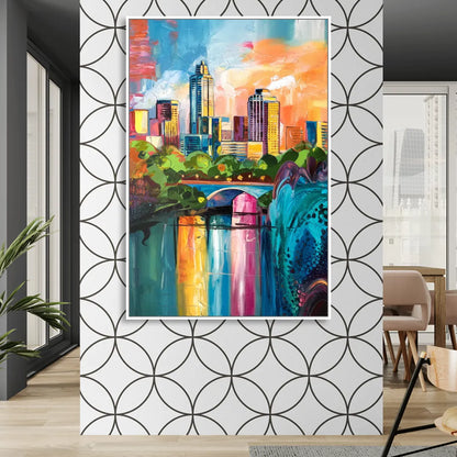Austin Street Art Culture Living Room - White Canvas Wall Art