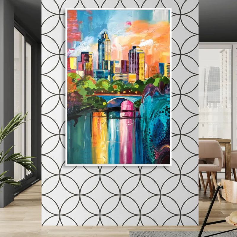 Austin Street Art Culture Living Room - White Canvas Wall Art
