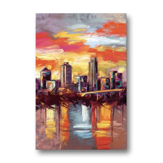 Austin Sunset Over Skyline - Canvas Wall Art - Front