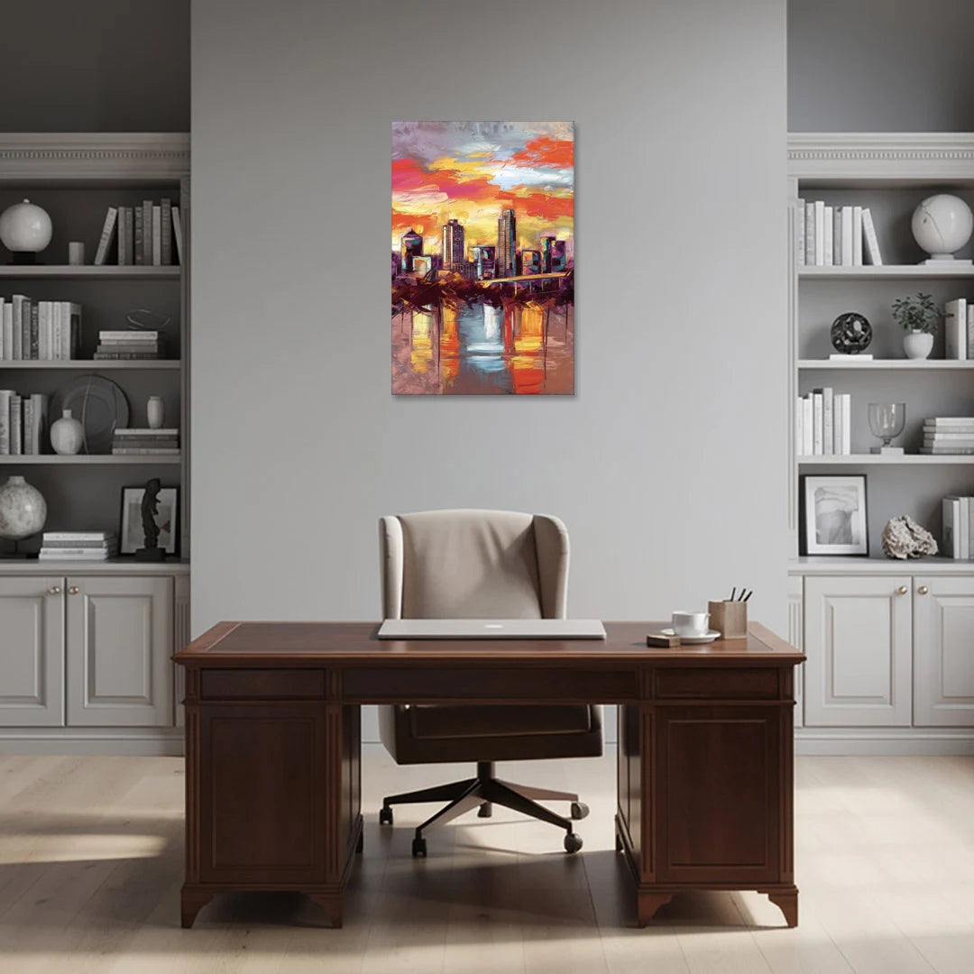 Austin Sunset Over Skyline - Canvas Wall Art - Office - 24x36