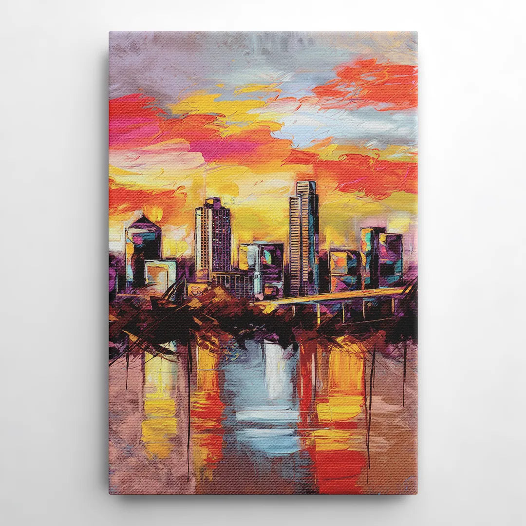 Austin Sunset Over Skyline - Canvas Wall Art