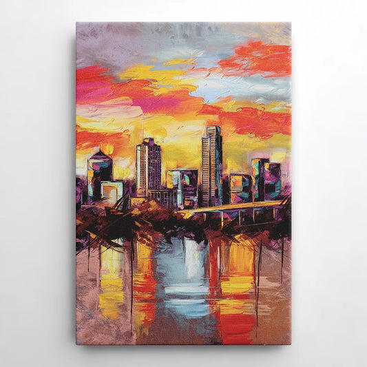 Austin Sunset Over Skyline - Canvas Wall Art