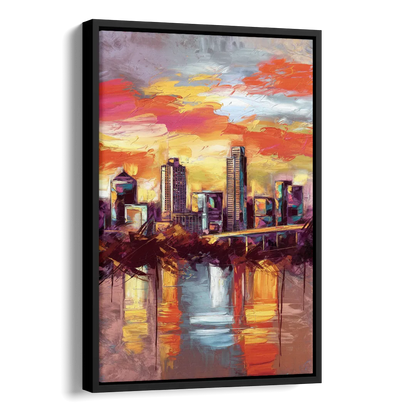 Austin Sunset Over Skyline Side - Black Canvas Wall Art
