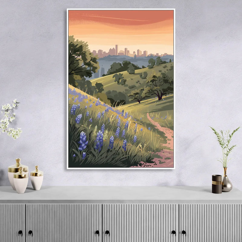 Austin Texas Hill Country Sitting Room - White Canvas Wall Art