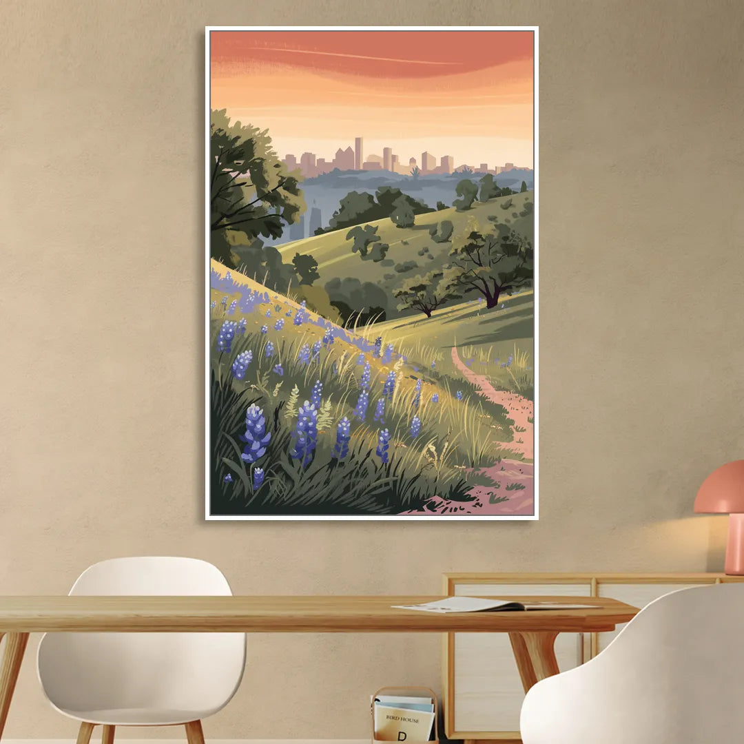 Austin Texas Hill Country Living Room - White Canvas Wall Art