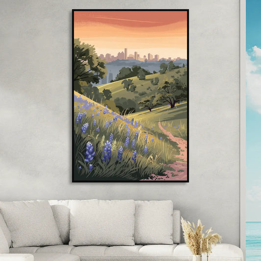 Austin Texas Hill Country Living Room - Black Canvas Wall Art